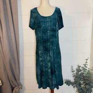 Sami & Jo Turquoise Tie-Dye Sparkly Knit Design Maxi Dress Dress Size 1X